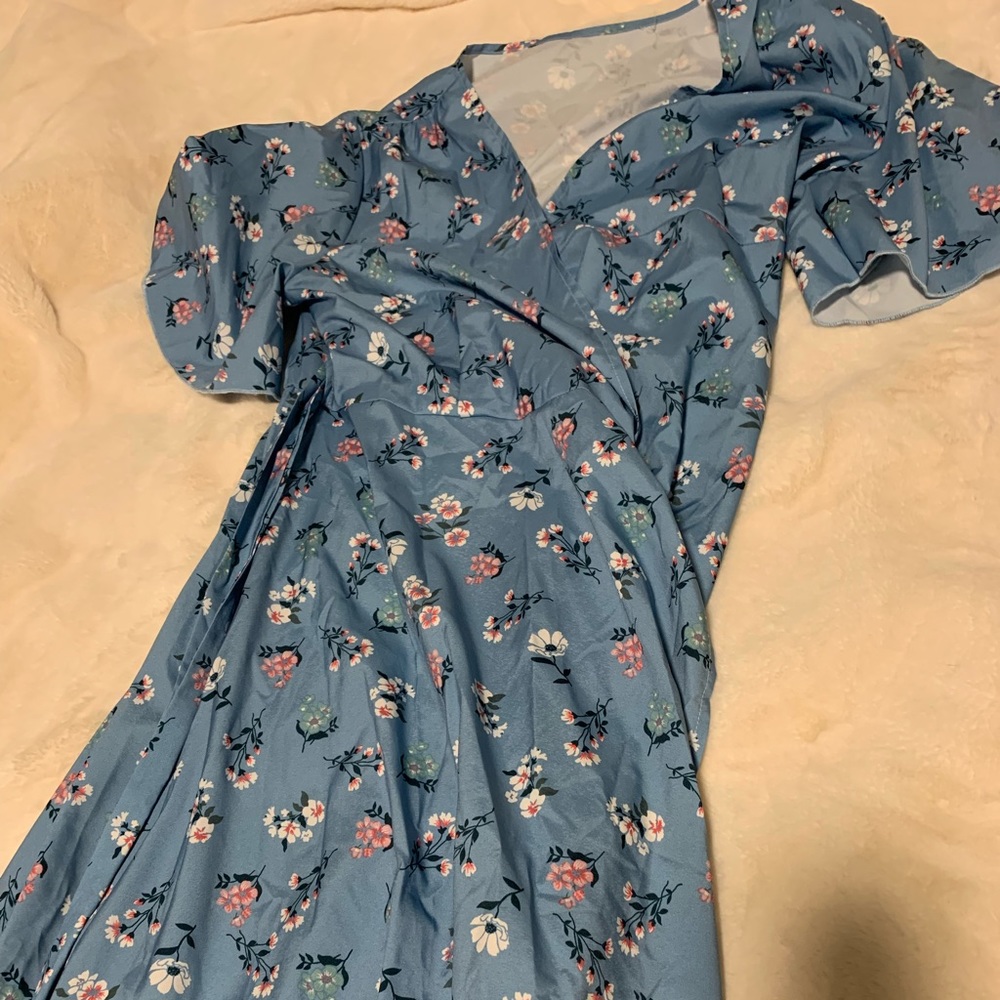 Large floral wrap dress